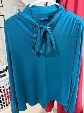 Apt. 9 Teal Bow-Tie Long-Sleeve Blouse
